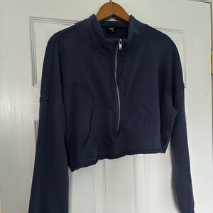 PacSun Navy Blue Women's Cropped Zip Up Sweatshirt